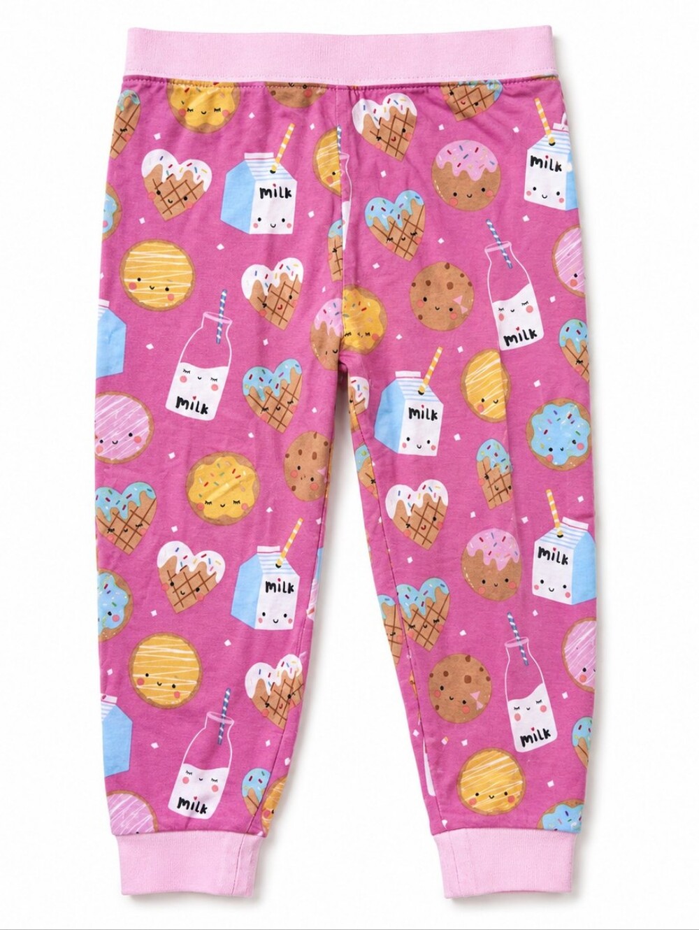 Little Sleepies Pink Milk & Cookies Pajama Leggings 12-18 Months Kawaii Sweet Tr